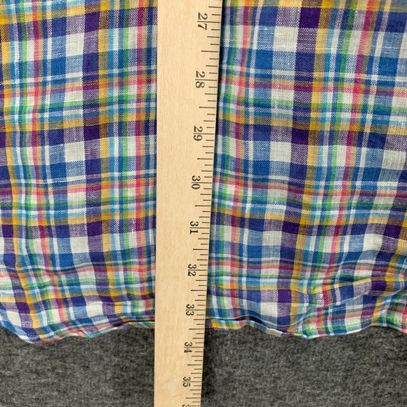 Peter Millar Linen Shirt Men Extra Large Plaid Button Up Long Sleeve Modern - Picture 6 of 8